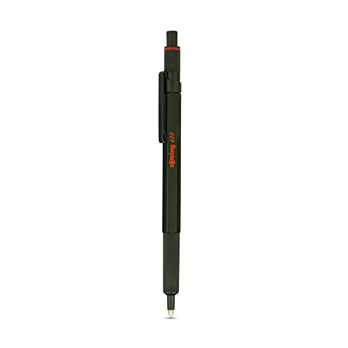 rOtring Bolígrafo 600, punta media, tinta negra, barril verde, recargable
