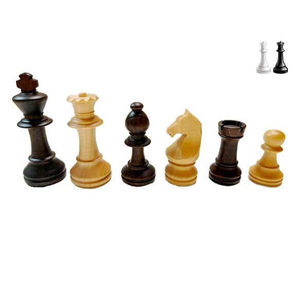 Piezas de ajedrez Europa plomadas competición, Tamaño 5, Nogal, Mate, Ideal para Aficionados y Clubes, Piezas de ajedrez para niños y Adultos, Piezas de ajedrez, Juego de Ajedrez de Madera