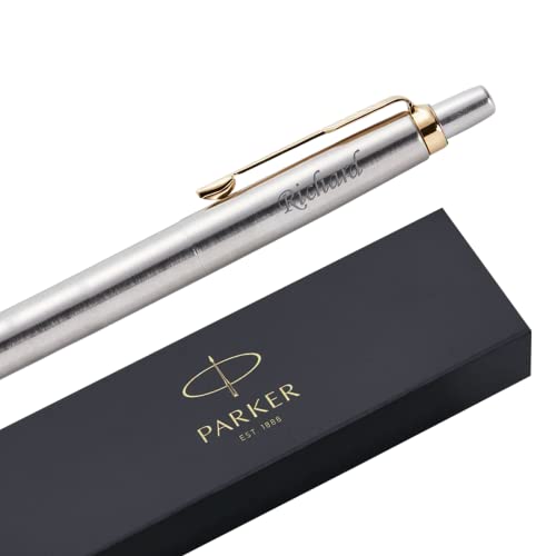 Bolígrafo Parker Jotter con borde dorado, bolígrafos grabados de lujo, perfectos para regalos personalizados para cumpleaños, aniversarios, bodas, marido, esposa, CEO
