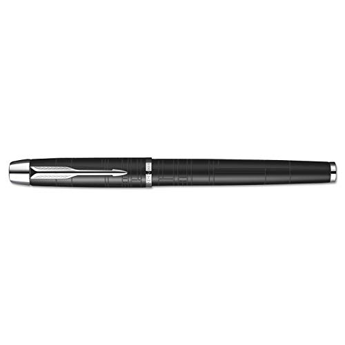 Parker IM - Bolígrafo Roller, Punto fino, color Negro (Black Lacquer Chrome trim)