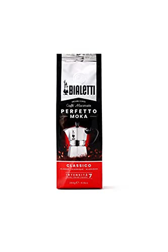 Bialetti - Perfetto Moka Classic: Café Molido Tueste Medio, Aroma de Avellana y Fruta Seca, 250g, Paquete con Válvula Unidireccional para Preservar el Sabor