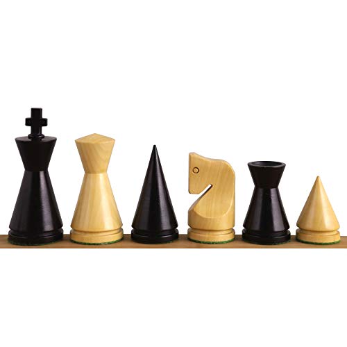 RoyalChessMall - Juego de piezas de ajedrez minimalista de poni ruso de 3 pulgadas, madera de boj y madera de boj