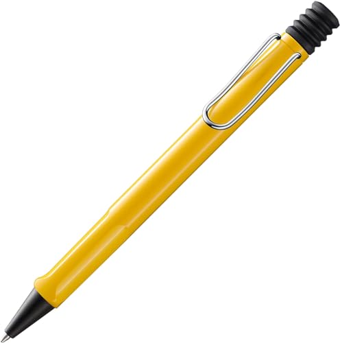 Lamy safari yellow - Bolígrafo con empuñadura ergonómica y ancho de trazo M - para una escritura larga y agradable - hecho de plástico robusto ASA - con recambio de gran capacidad M 16 en azul