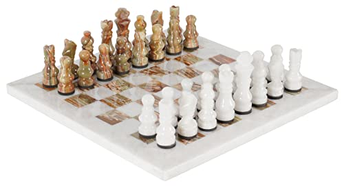 RADICAL Handmade White and Green Onyx Marble Full Chess Game Original Marble Chess Set by RADICALn