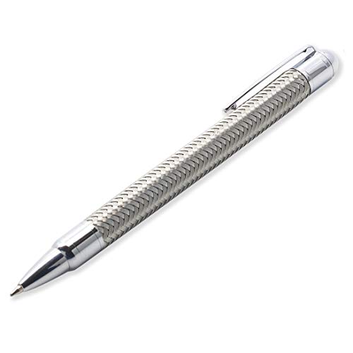 LACHIEVA LUX Elegante bolígrafo de metal con tejido de alambre, bolígrafo retráctil con bonita caja de regalo para escribir, uso diario (2 recargas)