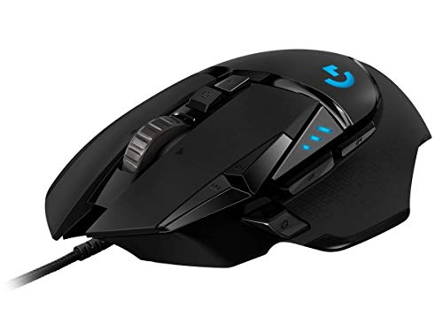 Logitech G502 HERO Ratón Gaming con Cable Alto Rendimiento, Captor HERO 25K, 25,600 DPI, RGB, Peso Personalizable, 11 Botones Programables, Memoria Integrada, PC/Mac - Negro