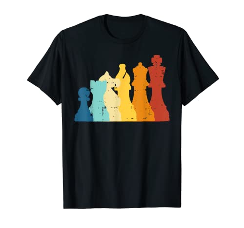 Piezas de ajedrez Retro Color Player Master Hombres Mujeres Niños Juventud Camiseta