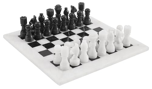 Radicaln Juego de mesa de ajedrez hecho a mano, blanco y negro, juego completo de ajedrez de mármol Staunton Marble Tournament para dos jugadores