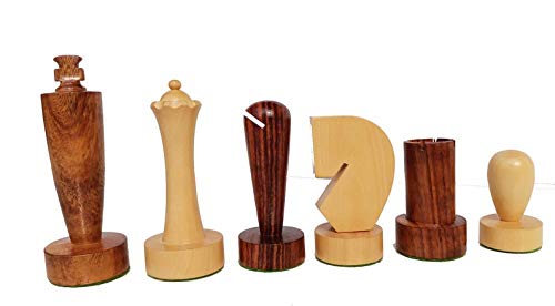 Desconocido Generic Piezas de ajedrez Minimalistas únicas de la Serie Berliner del Siglo XIX - Palisandro Dorado y boj Natural - 2 Reinas Extra - Rey 3.8