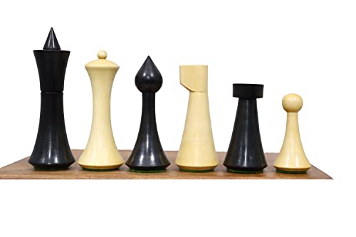 Unicas piezas de ajedrez minimalista Hermann Ohme - Ebonised & Natural Boxwood-2 extra Queens