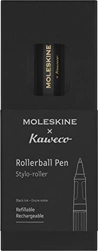 Moleskine x Kaweco Bolígrafo Rollerball Recargable de Plástico ABS para Escribir y Tomar Notas, Recambio de 0,7 mm con Tinta Negra Incluida, Negro