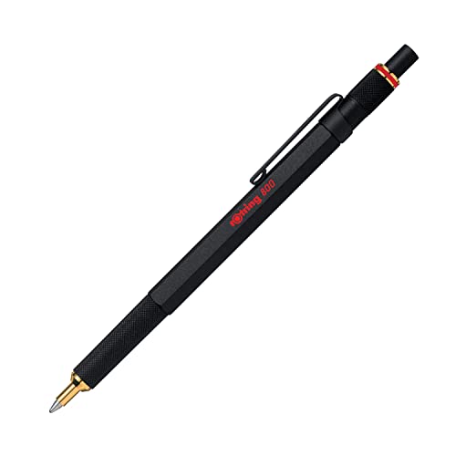 Rotring 800 - Bolígrafo, punta media, tinta negra, cuerpo negro, recargable