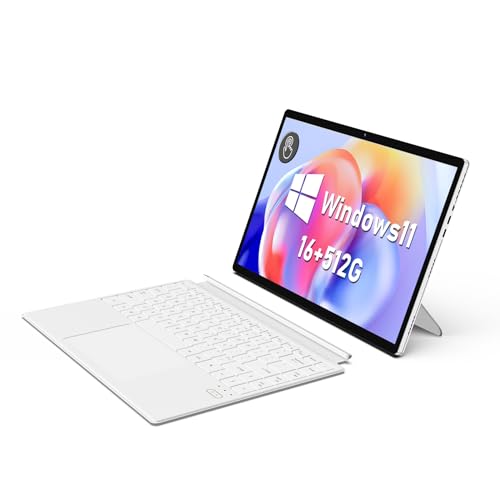 FUNYET Laptop 2 en 1, Procesador N100 16GB RAM 512GB SSD Windows 11 PC Laptop, Laptop de 14 Pulgadas, Teclado Bluetooth con retroiluminación y desbloqueo de Huellas Dactilares