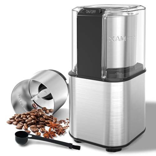 OMISOON Molinillo Cafe Electrico 150W, Molinillo Café con 2 Cuchillas Acero Inoxidable, Capacidad 60gr, Molinillo de Cafe para Especias, Semillas, Granos, Nueces