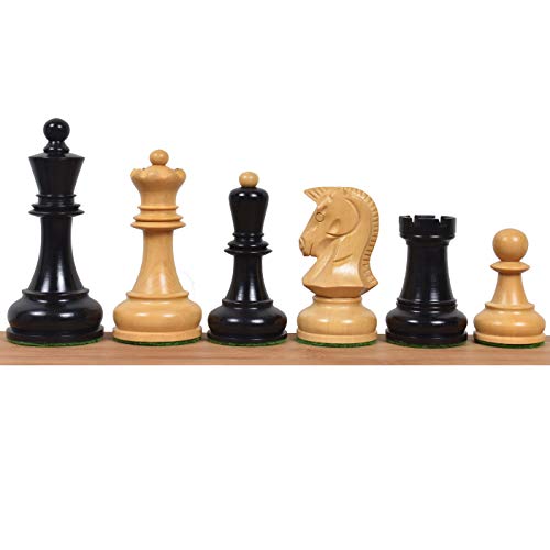RoyalChessMall 1970's Dubrovnik Juego de piezas de ajedrez de Dubrovnik - Triple peso de madera de ébano – 3,8' King, Madera de ébano/boj