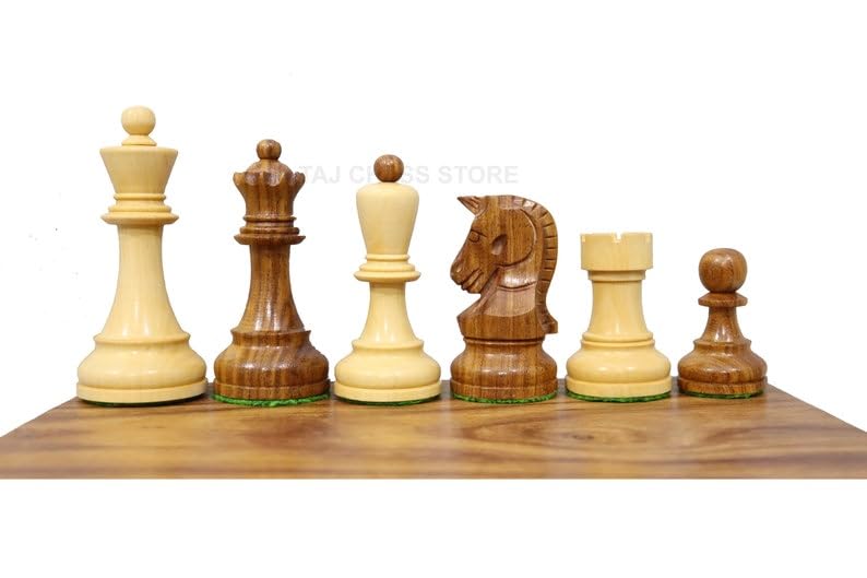 Piezas de ajedrez Dubrovnik en palisandro dorado, reproducción de ajedrez del torneo Dubrovnik, rey de 3.7 pulgadas, piezas de ajedrez de lujo, 2 reinas extra