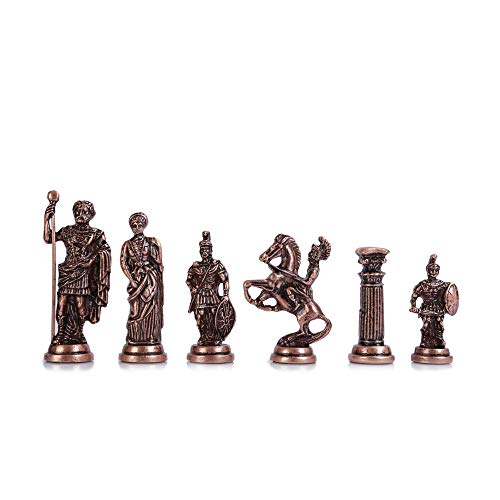 GiftHome (Solo piezas de ajedrez) Figuras históricas de cobre antiguo Roma hechas a mano piezas de ajedrez de metal, tamaño grande 4.3 pulgadas (tablero no incluido)