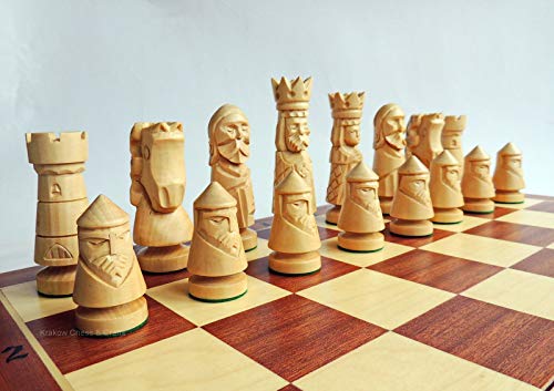 Master of Chess Tablero Ajedrez Madera con Piezas “Castle Deluxe XXL” 60 cm - Hecho a Mano Incrustado y Portatil Grande Juego de Ajedrez para Niños y Adultos