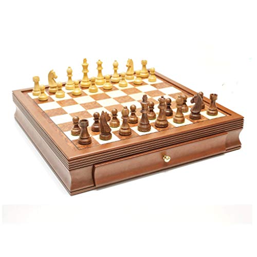 Yushifa Juegos de ajedrez Juego de ajedrez Mesa de Tablero de ajedrez con cajón para Principiantes, niños y Adultos 45x45 cm / 17.7x17.7 Pulgadas Tablero de Ajedrez