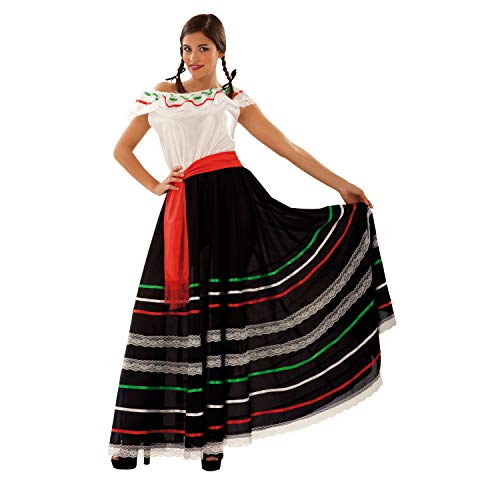 My Other Me Me-201100 México Disfraz de mejicana para mujer, ajedrez, multicolor, M-L (Viving Costumes 201100)