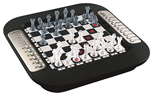 Lexibook CG1335 Chessman FX Juego de ajedrez electrónico con teclado táctil y efectos de luz y sonido 32 piezas 64 Dificultad Juego de mesa familiar negro/plata, 2 jugadores