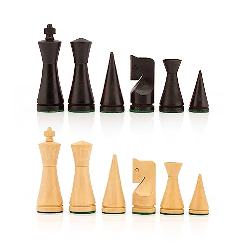 Solo piezas de ajedrez minimalista poni ruso de 3.5 pulgadas, ponderadas (boj y boj de ébano)