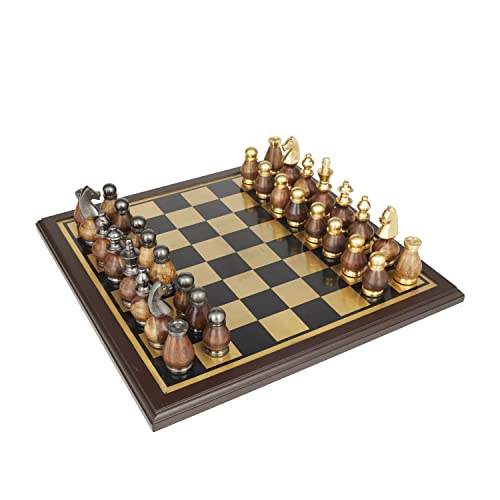 Deco 79 Juego de ajedrez de aluminio, 16 x 16 x 4 pulgadas, dorado