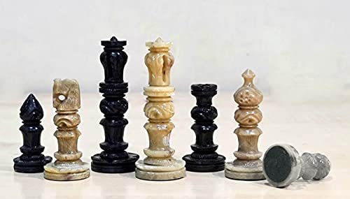 StonKraft - Piezas de ajedrez de piedra natural, monedas de ajedrez (rey de 3 pulgadas) | Accesorios de ajedrez | Juegos de mesa