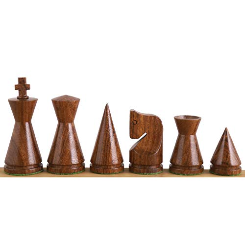 RoyalChessMall - Juego de piezas de ajedrez minimalista de Poni ruso de 3 pulgadas, palisandro dorado y boj