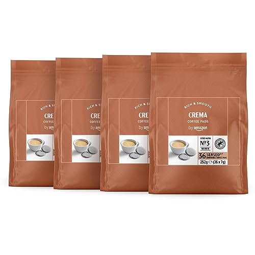 by Amazon Cápsulas de café Crema 100% Arábica, aptas para máquinas Senseo, 4 x 36 cápsulas