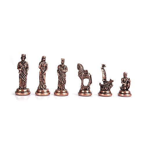GiftHome (sólo piezas de ajedrez) Histórico hecho a mano de cobre antiguo Troy Figuras de metal piezas de ajedrez King 2.65 Inc (tabla no está incluida)
