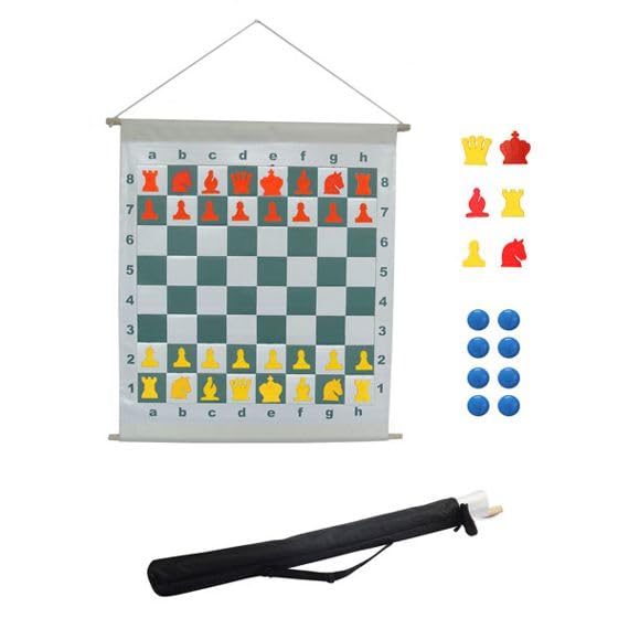 Mural de ajedrez Enrollable magnético Premium, Ideal para Aficionados y Clubes, Tablero de ajedrez y Piezas de ajedrez para niños y Adultos, Conjunto de ajedrez, Juego de Ajedrez