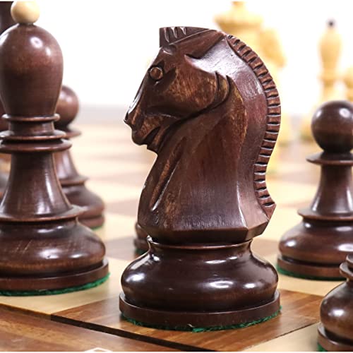 Royal Chess Mall - Juego de piezas de ajedrez Fischer Dubrovnik de los años 50 - Caoba y boj - King de 3.8 pulgadas