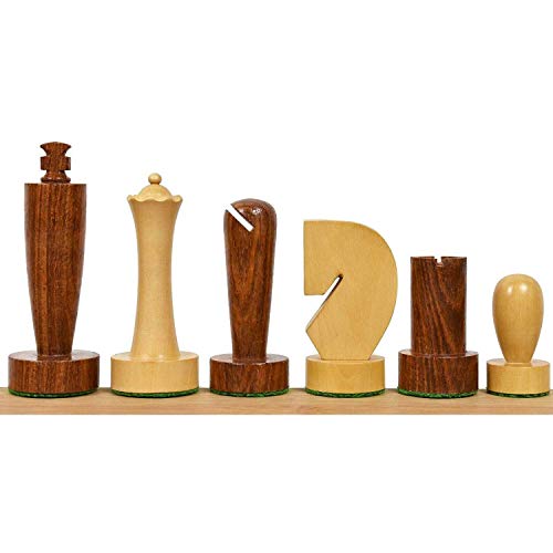 RoyalChessMall- Juego de solo piezas de ajedrez minimalista moderno Berliner de 3.9 ″ - Palosanto dorado ponderado