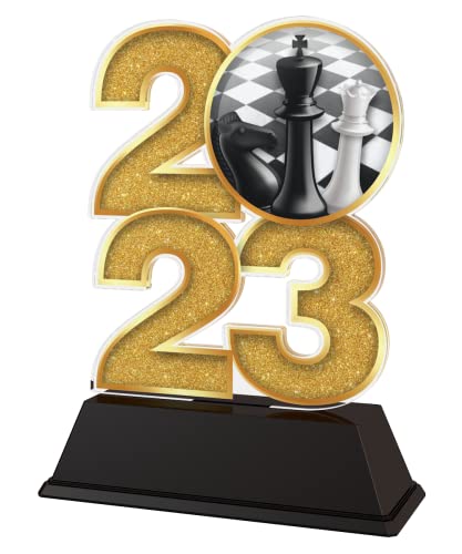 Trophy Monster Trofeo de Ajedrez 2021 de 85 mm de oro, plata o bronce | Hecho de acrílico impreso | Elige entre 4 tamaños