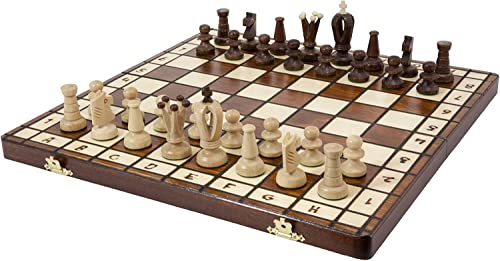 Hermoso juego de ajedrez con tablero de madera y piezas hechas a mano. Producto ideal para regalo, 36 cm