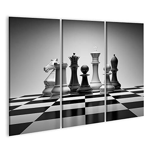 Cuadro en lienzo Composición con piezas de ajedrez en un brillante tablero de ajedrez Cuadros Modernos Decoracion Impresión Salon
