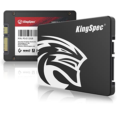 Kingspec 512GB 2,5 'SATA SSD, Lectura de hasta 550 MB/s - 3D NAND Flash Disco Duro SSD Interno, para escritorios/computadoras portátiles/Todo en uno