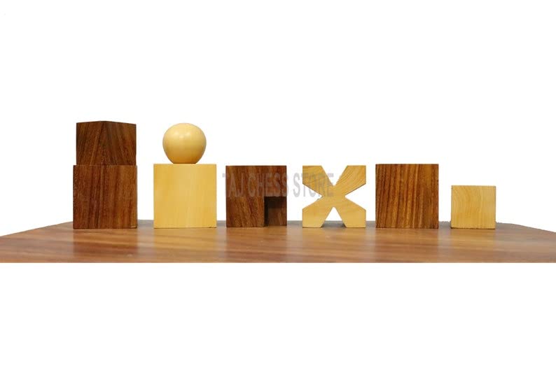 Juego de ajedrez de madera - Reproducido 1923 piezas de ajedrez modelo de Josef Hartwig Bauhaus en palisandro dorado