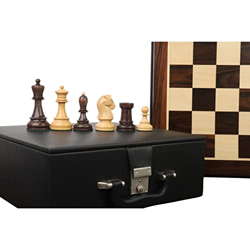 Royal Chess Mall Piezas de ajedrez Fischer Dubrovnik de los años 50 en madera de caoba teñida y boj con tablero de ajedrez de madera de arce y palisandro de 21 pulgadas y caja de almacenamiento de