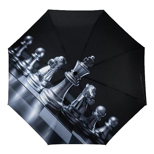 Paraguas Plegable Compacto Ajedrez Paraguas De Viaje De Viento Automático Para Hombre Y Mujer