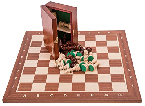 Square - Profesional Ajedrez de Madera Nº 5 - Caoba - Tablero de ajedrez + Figuras - Staunton 5