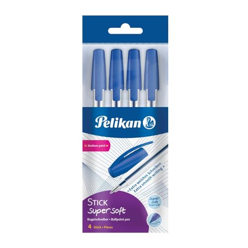 Pelikan Bolígrafo Stick Super Soft, 4 piezas, color azul, en polybag
