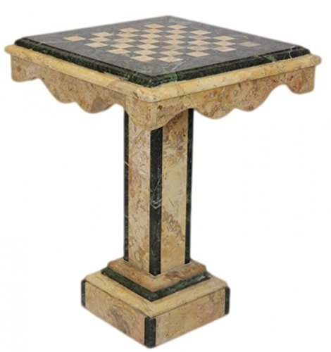 Casa Padrino Luxury Baroque Games Table Chess/Checkers Table Marble Cream - Green - Furniture Antique Style Art Deco Art Nouveau