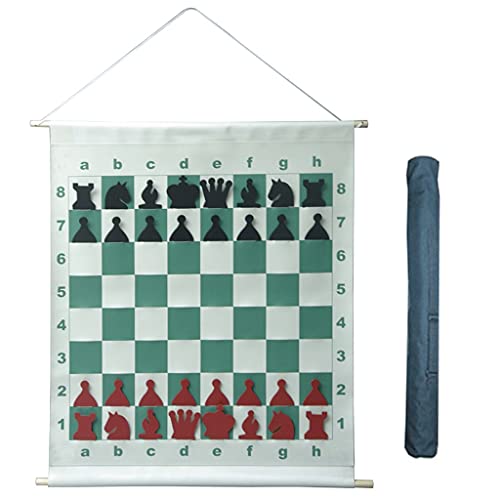 OUSIKA Juego de ajedrez Juego de ajedrez Juego de ajedrez internacional montado en la pared Tablero de demostración de ajedrez de enseñanza Estilo ranurado con bolsa de transporte negra for niños Rega
