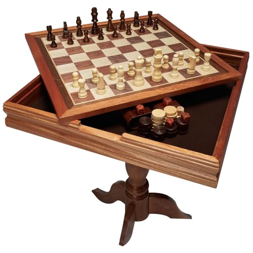 VEVOR Juego de ajedrez de Damas y Backgammon 3 en 1, Tablero de ajedrez de Madera 44 x 67,5 cm, Mesa de Juego combinada de Lujo, Materiales de Regalo Ideales para Juegos de Mesa