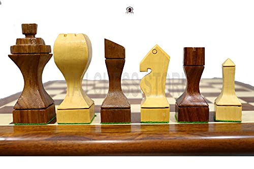 Piezas de ajedrez de estilo moderno de madera | Juego de ajedrez único de mediados de siglo sin tabla | Tienda de ajedrez Taj