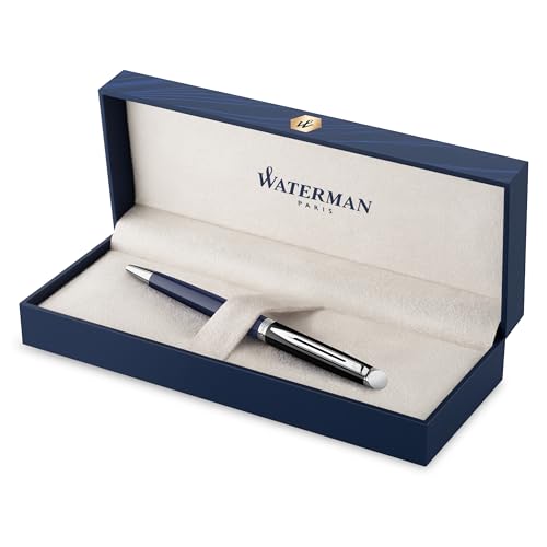 Bolígrafo Waterman Hémisphère | lacado negro y azul con adornos de paladio | punta media | estuche de regalo