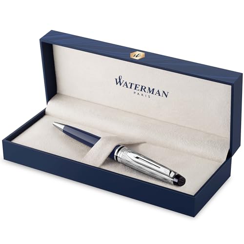 Waterman Expert bolígrafo | Metalizado y lacado en azul | Capuchón labrado | Tinta azul | Estuche de regalo
