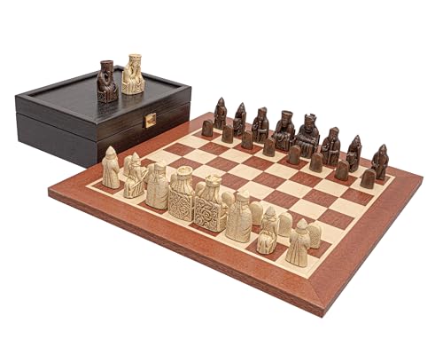 Juego de ajedrez Regency Isla de Lewis y caoba, tamaño mediano